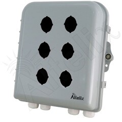 Altelix 10x9x4 IP66 NEMA 4X PCABS Weatherproof 6 Pushbutton Enclosure with 22mm holes